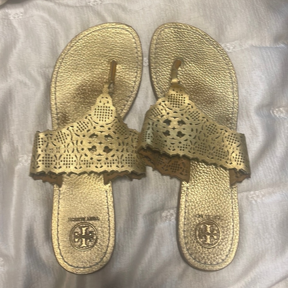 Tory Burch gold sandals